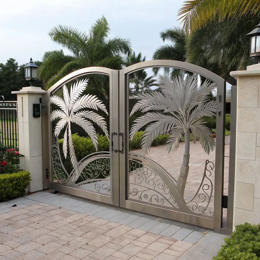 Custom palm-inspired metal gate design